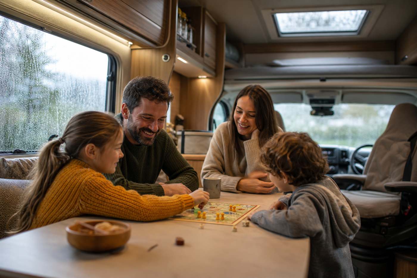 Aile ile Karavan Tatili — karavan ile sahil ve rota manzarası, Mutlu Karavan