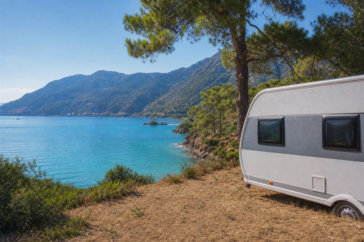 Fethiye ve Ölüdeniz Karavan Rehberi — karavan ile sahil ve rota manzarası, Mutlu Karavan