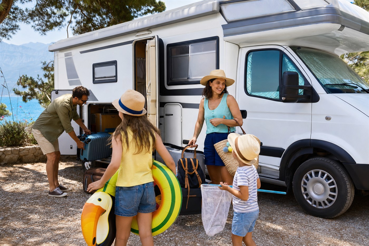 Hafta Sonu Karavan Kamp Rotaları — karavan ile sahil ve rota manzarası, Mutlu Karavan