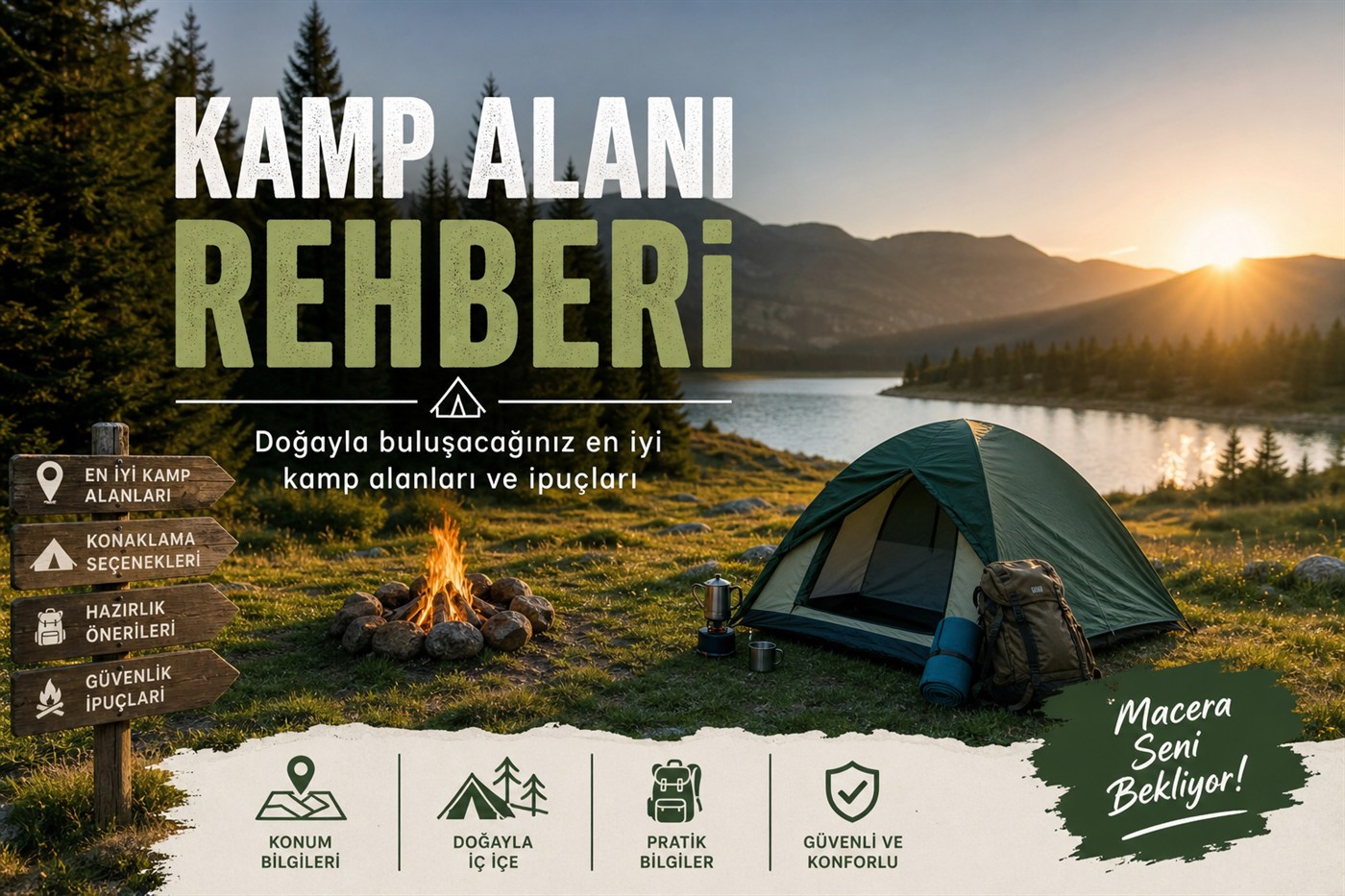 Kamp Alanı Rehberleri — karavan ile sahil ve rota manzarası, Mutlu Karavan