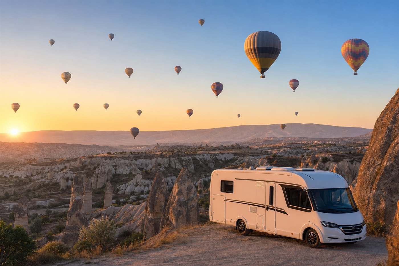 Kapadokya Karavan Gezisi — karavan ile sahil ve rota manzarası, Mutlu Karavan