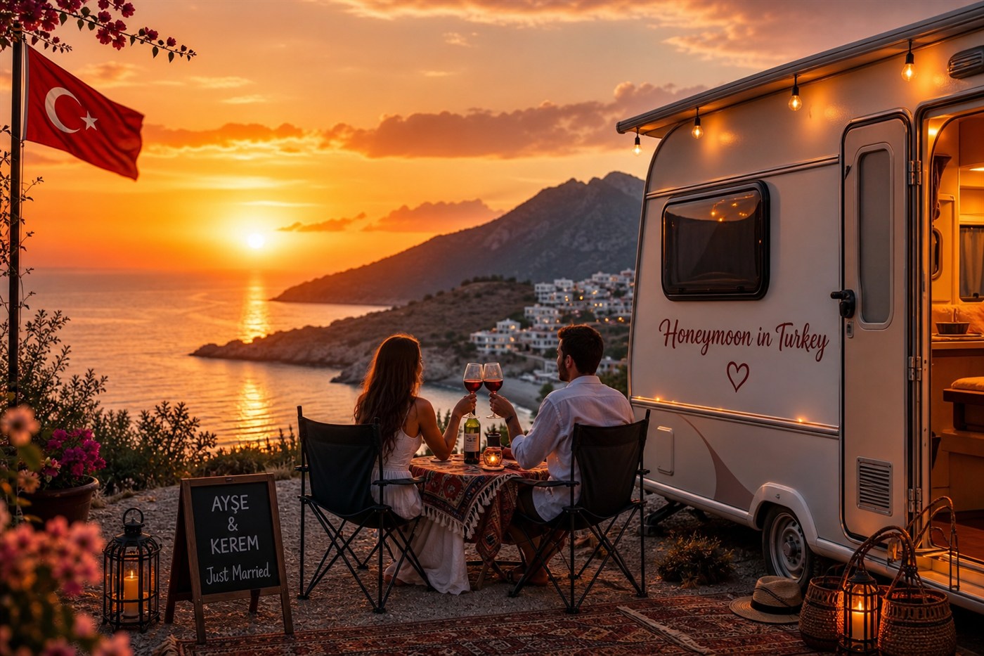 Karavan Balayı — karavan ile sahil ve rota manzarası, Mutlu Karavan