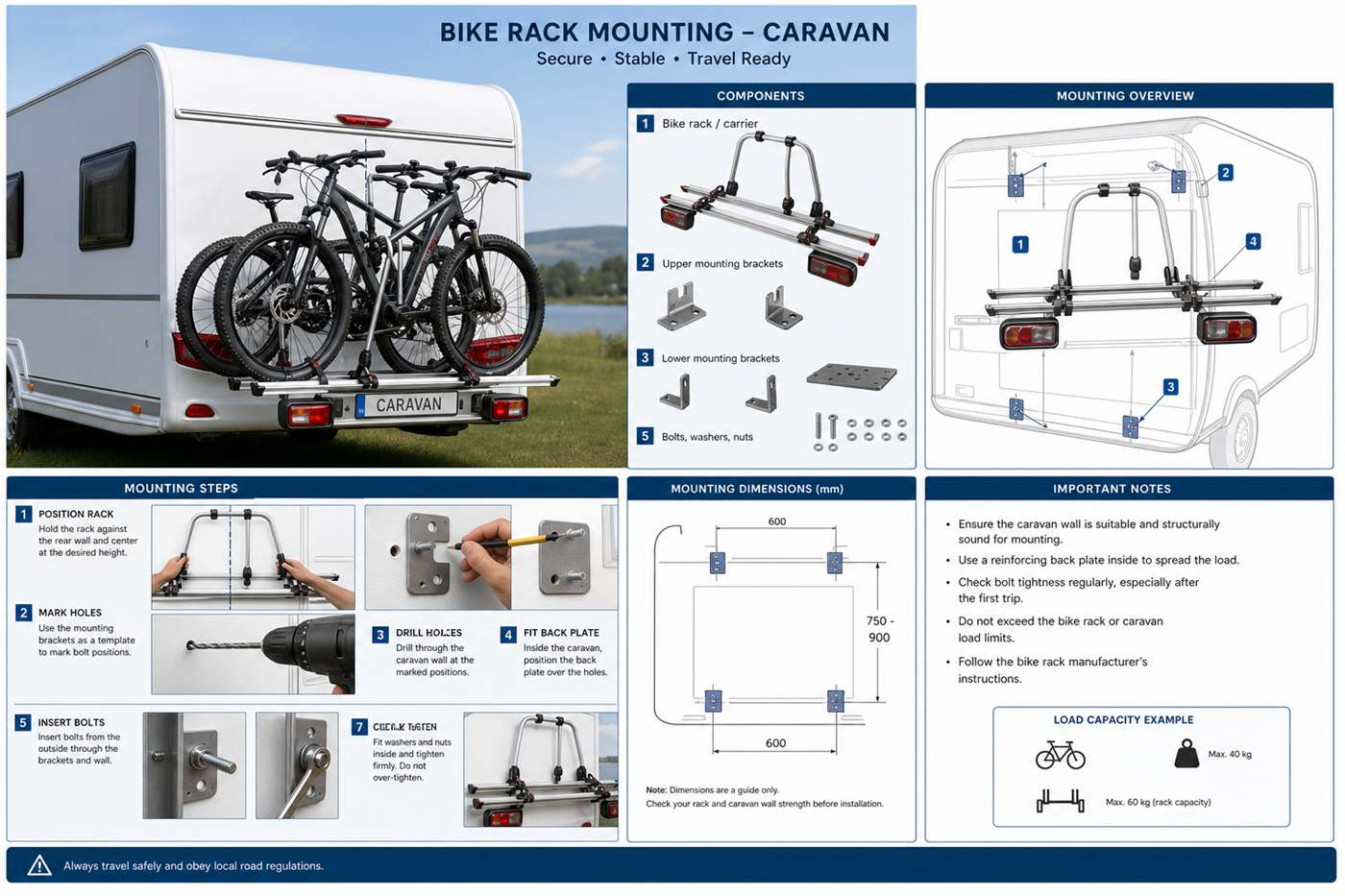 Karavan Bisiklet Taşıyıcı Montajı ve Rotalar — teslim, kullanım ve pratik ipuçları görseli
