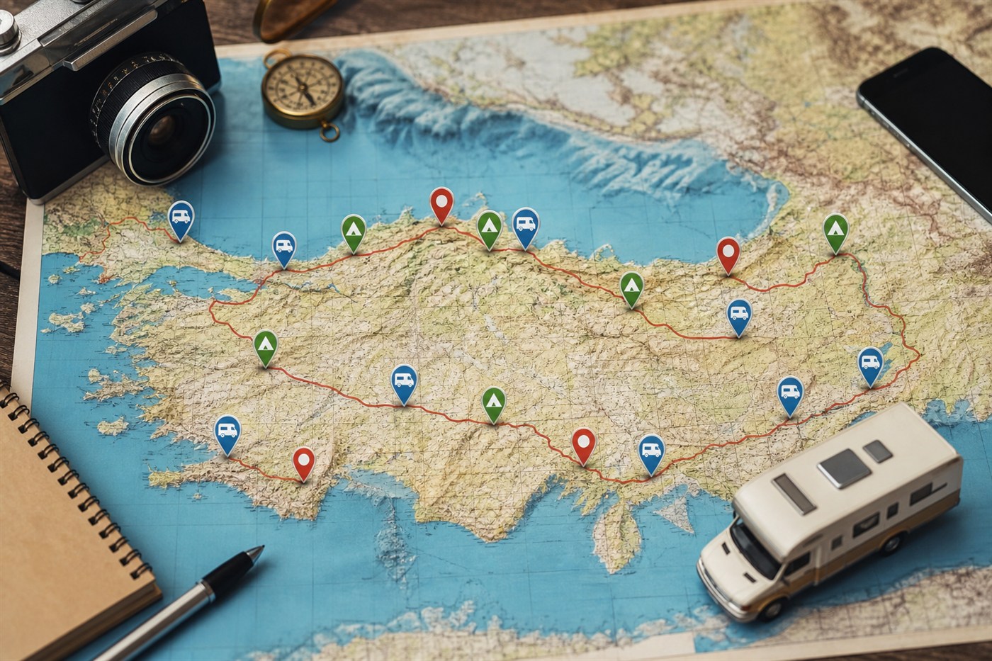Karavan Kamp Alanları — güzergâh haritası ve karavan tatil planı