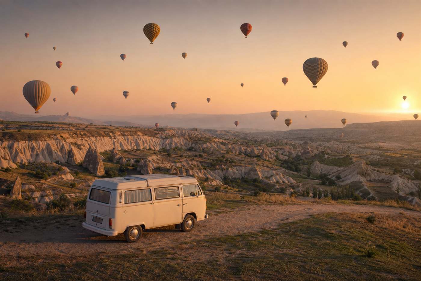 Karavan Kiralamak İçin En Popüler Yerler — karavan ile sahil ve rota manzarası, Mutlu Karavan