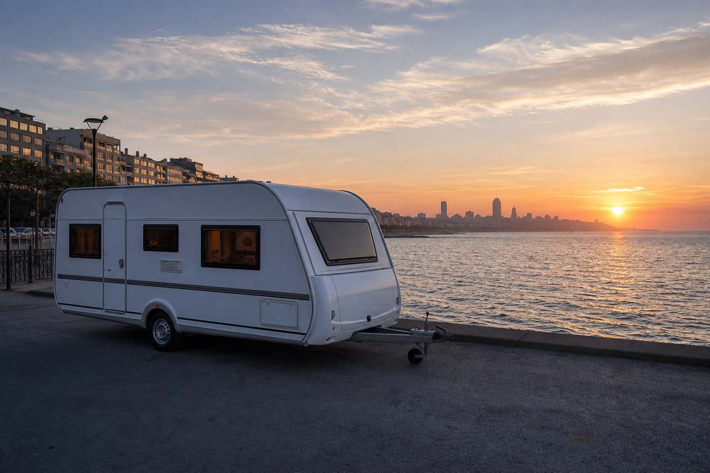 Karavan güneş panel — Karavan Rehberi — karavan ile sahil ve rota manzarası, Mutlu Karavan