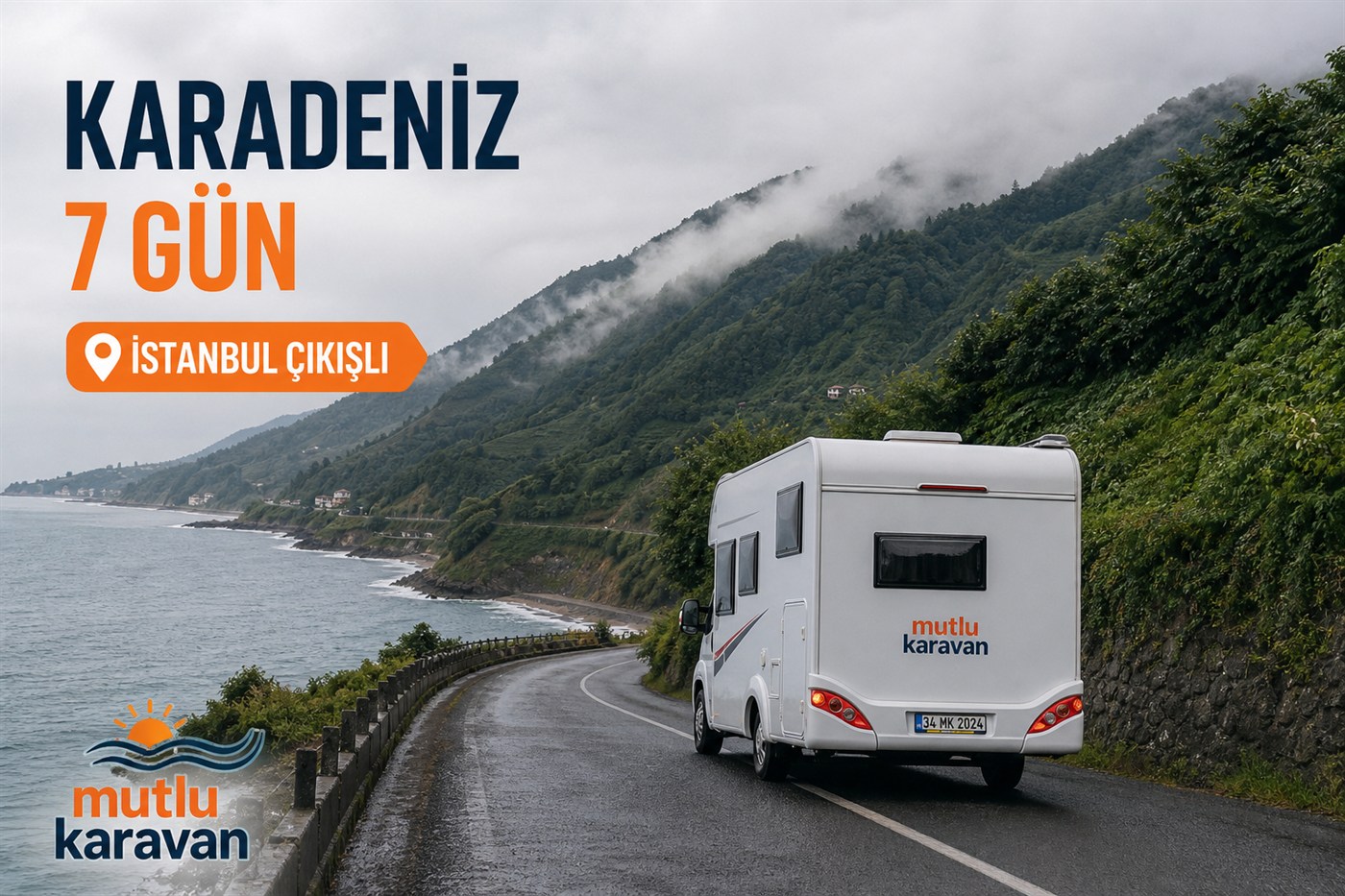 Karavan Tatil Rotası Planlama — karavan ile sahil ve rota manzarası, Mutlu Karavan