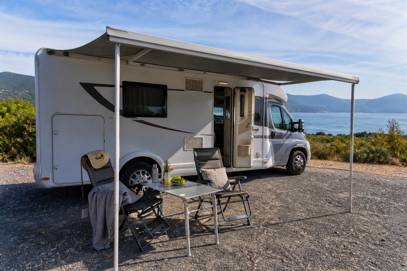 Karavan awning açılır tente motokaravan tatil